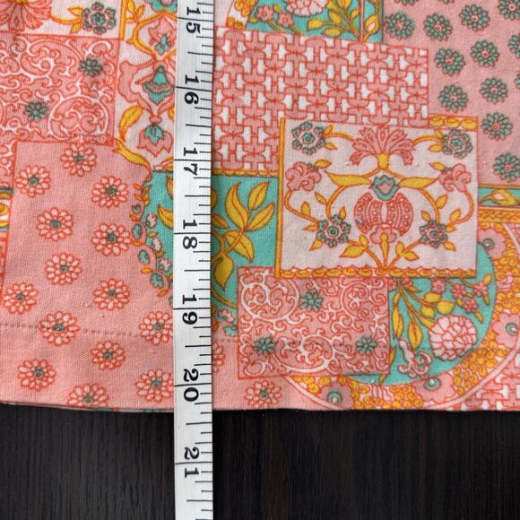 Vintage Top Womens Large Floral Patchwork Nylon Shirt Blouse Boho 70s 80s Kmart - Picture 8 of 11